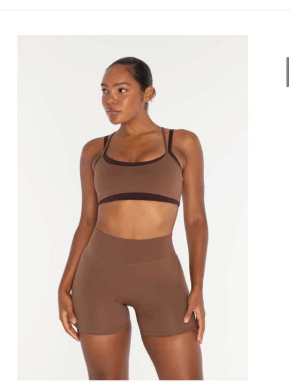 Women’s Form For Revolve Brown Contrast-Trim Double-Strap Sports Bra